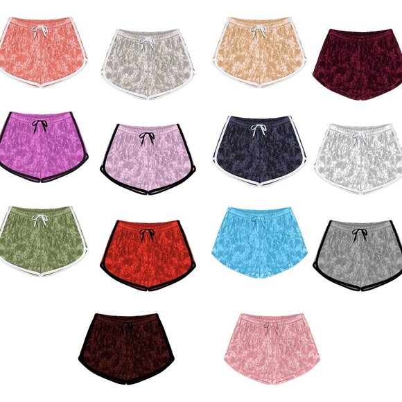 Women's Ultra-Soft Breathable Comfy Solid Velour Velvet Shorts with Drawstring - Picture 1 of 16